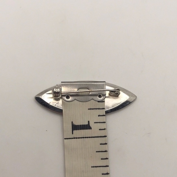 Vtg Sterling & Abalone Marquis Shaped Brooch 1.9” x .6” - Picture 4 of 5